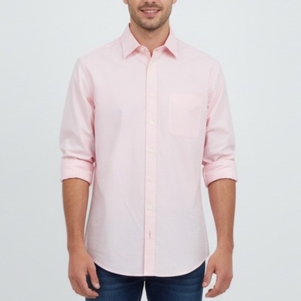 Wilkes Riley Mens Pink Classic Fit 17 1/2 x 35 Cotton Dress Shirt